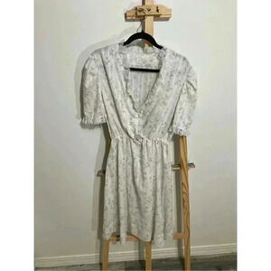 No brand Cottagecore  Floral dress with lace accents midi v-neck for women mediu